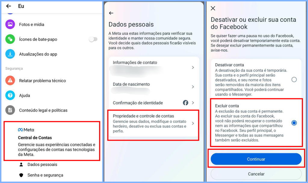 Ao excluir sua conta no Facebook, você também apaga o seu perfil no Messenger (Imagem: Captura de tela/Fabrício Calixto/Canaltech)