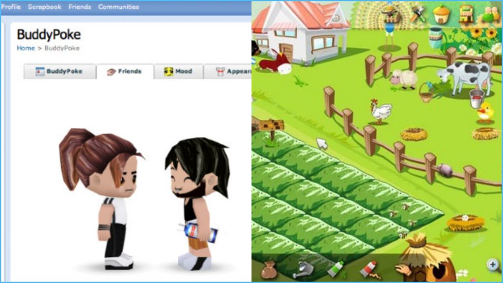 Demonstrações dos jogos Buddy Poke e Colheita Feliz