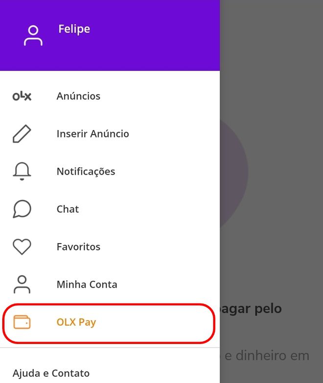 Toque em "OLX Pay" - (Captura: Canaltech/Felipe Freitas)
