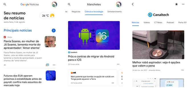 Acompanhe notícias em tempo real pelo Google (Captura de tela: Canaltech/Felipe Freitas)