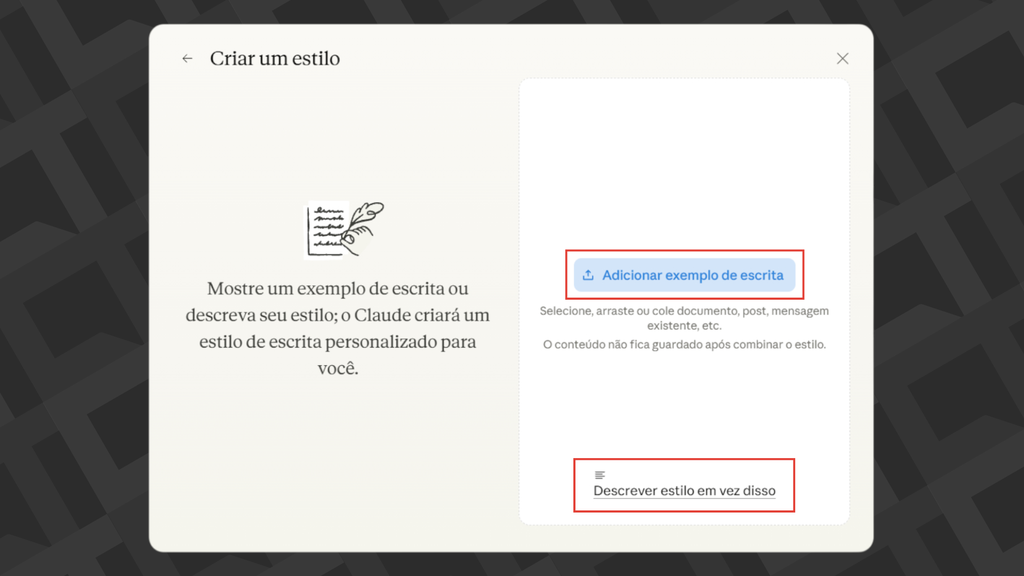 Criar estilos no Claude
