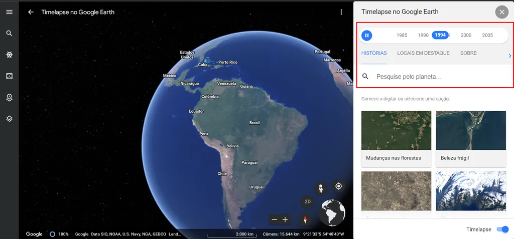 Como usar o Google Earth Timelapse