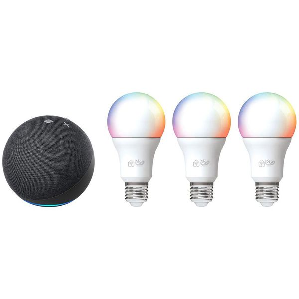 Echo Dot 4ª Geração Smart Speaker com Alexa - Amazon + Kit Lâmpadas Inteligentes 3 Unidades