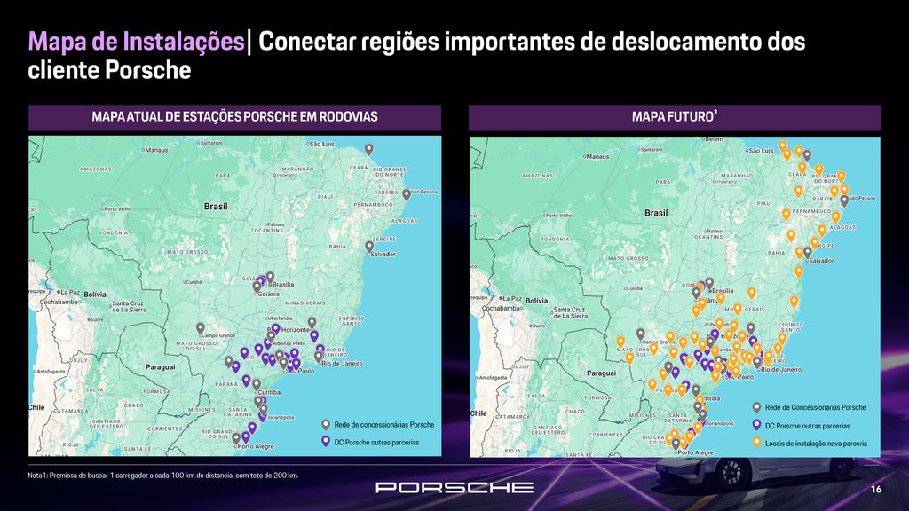 Mapa carregadores Porsche