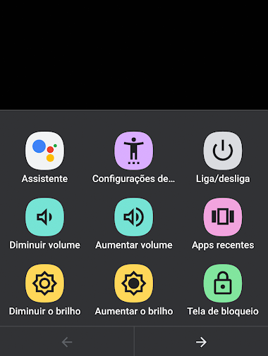 Funções disponíveis no menu de acessibilidade (Imagem: André Magalhães/Captura de tela)