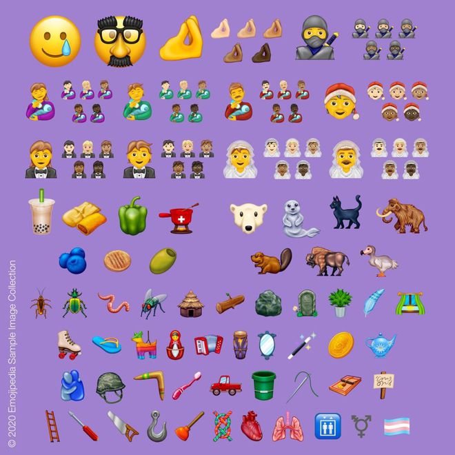 Os emoji atuais (versão 13.0 da Unicode) devem chegar ainda este ano, mas atualizações posteriores a essa foram adiadas pelo novo coronavírus (Imagem: Divulgação/Unicode Consortium)