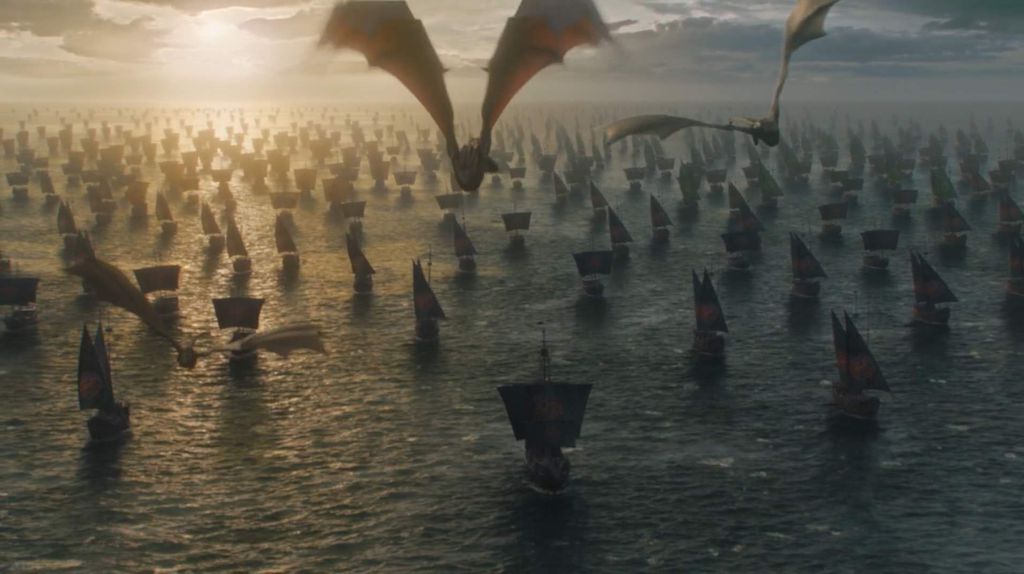 Frota de Daenerys se dirigindo a Westeros (Imagem: HBO)