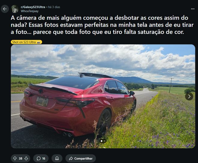 bugs na câmera do galaxy s23 fe