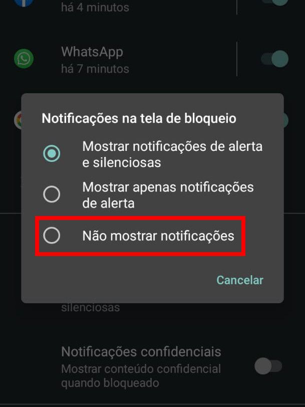 Na pop-up exibida em seguida, marque a opção "Não mostrar notificações" (Captura de tela: Matheus Bigogno)