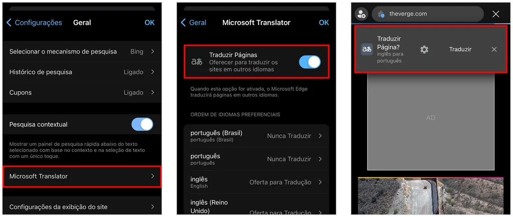 Como ativar o recurso de traduzir páginas no Microsoft Edge (Captura de tela: Caio Carvalho)