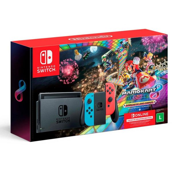 Console Nintendo Switch Joy-Con + Mario Kart 8 Digital + 3 Meses Assinatura Nintendo Switch Online | LEIA A DESCRIÇÃO - CASHBACK