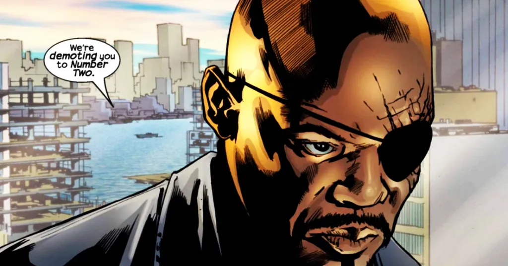 O Nick Fury parecido com Samuel L. Jackson era de outra realidade, e foi sincronizado com filho do Fury original na Terra principal da Marvel (Imagem: Reprodução/Marvel Comics)