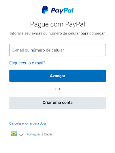 Utilize sua conta no PayPal (Imagem: André Magalhães/Captura de tela)