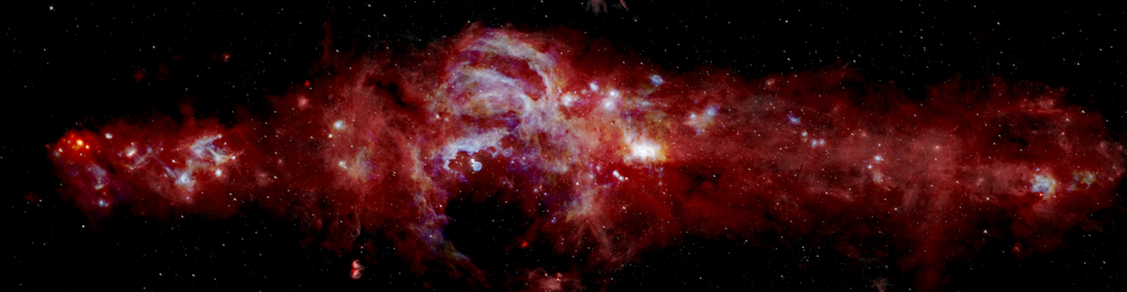 O centro da Via Láctea observado pelo SOFIA, abrangendo mais de 600 anos-luz de diâmetro (Foto: NASA)