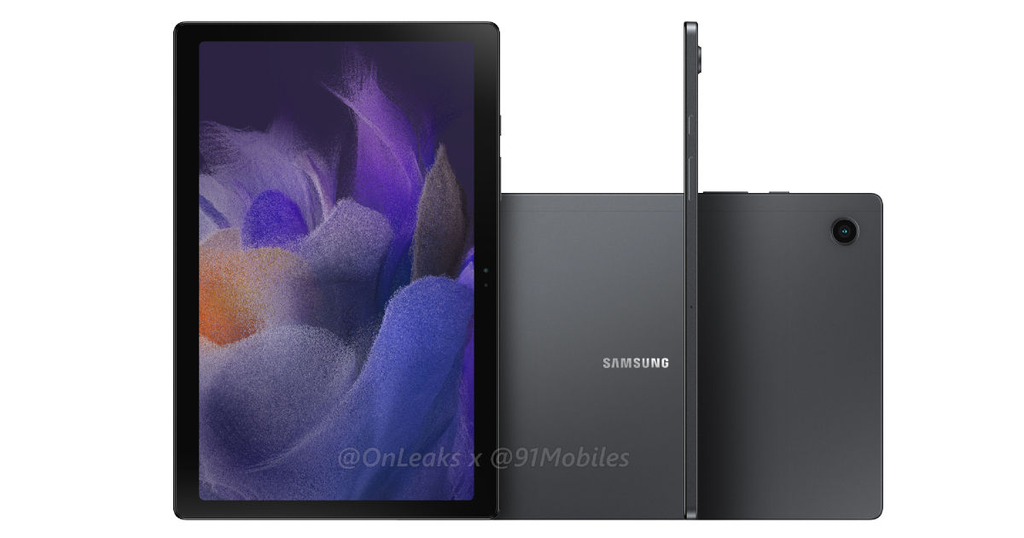 Versão comum do Galaxy Tab A8 (2021) terá bordas assimétricas (Imagem: Reprodução/OnLeaks)