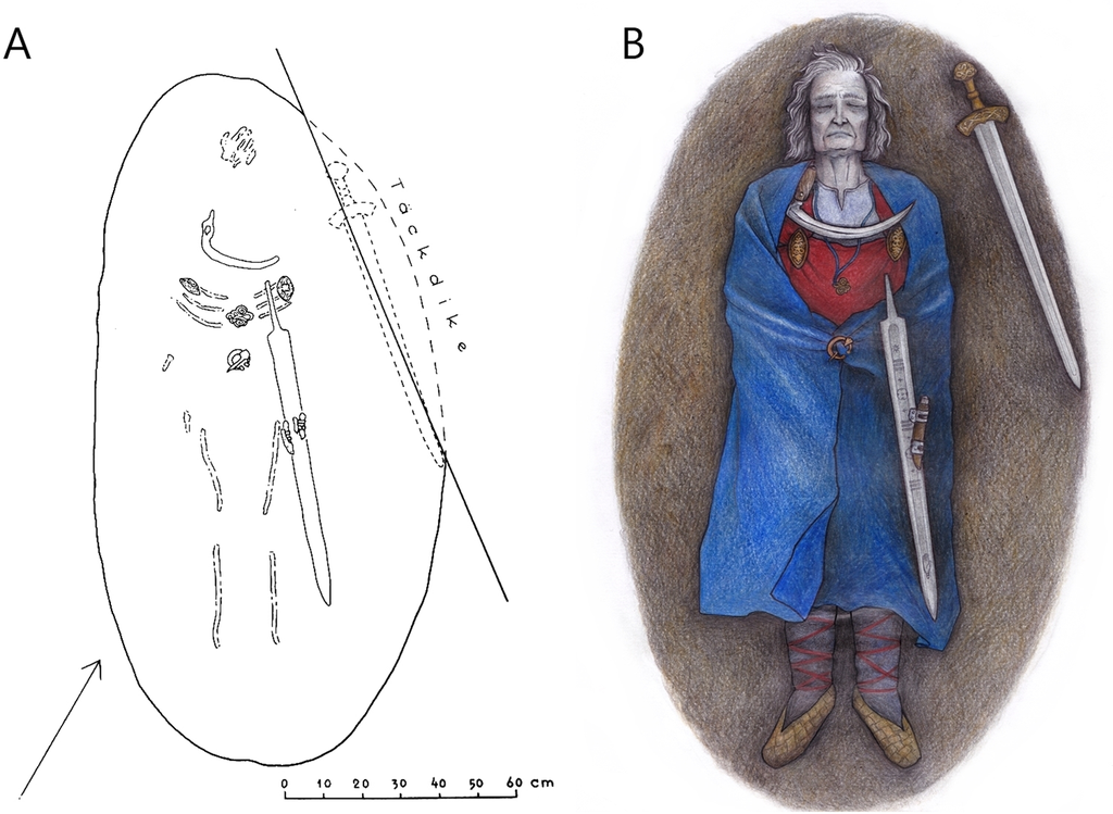 Túmulo viking de um portador da Síndrome de Klinefelter, que foi enterrado com roupas femininas e armas no século X — a relação entre sexo e gênero no passado pode ser mais complexa do que pensamos (Imagem: Moilanen et al./European Journal of Archeology)