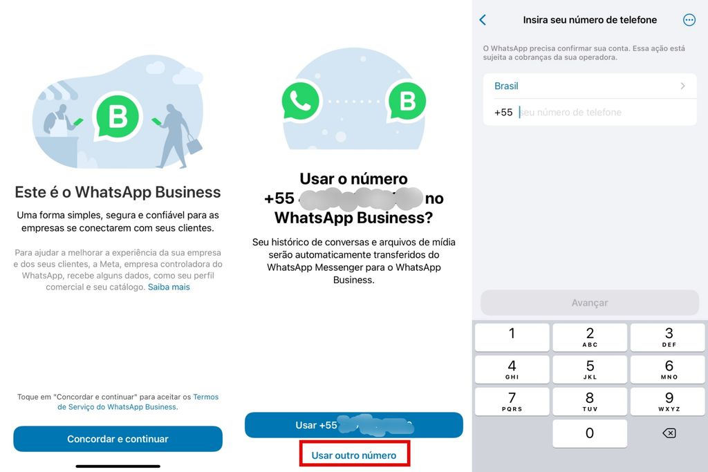 Use o WhatsApp Business para cadastrar conta com um segundo número de telefone (Imagem: Captura de tela/Guilherme Haas/Canaltech)