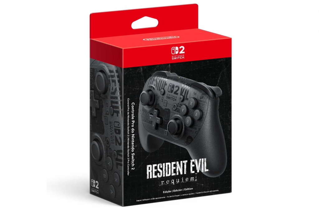 O Pro Controller de Nintendo Switch 2 edição Resident Evil Requiem é indispensável aos fãs da franquia de terror da Capcom (Imagem: Nintendo/Divulgação)