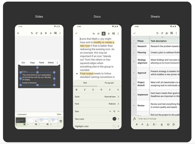 Suíte de apps Google Material You