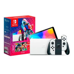 Console Nintendo Switch OLED, Branco + Mario Kart 8 Deluxe + 3 meses do Nintendo Switch Online | CUPOM