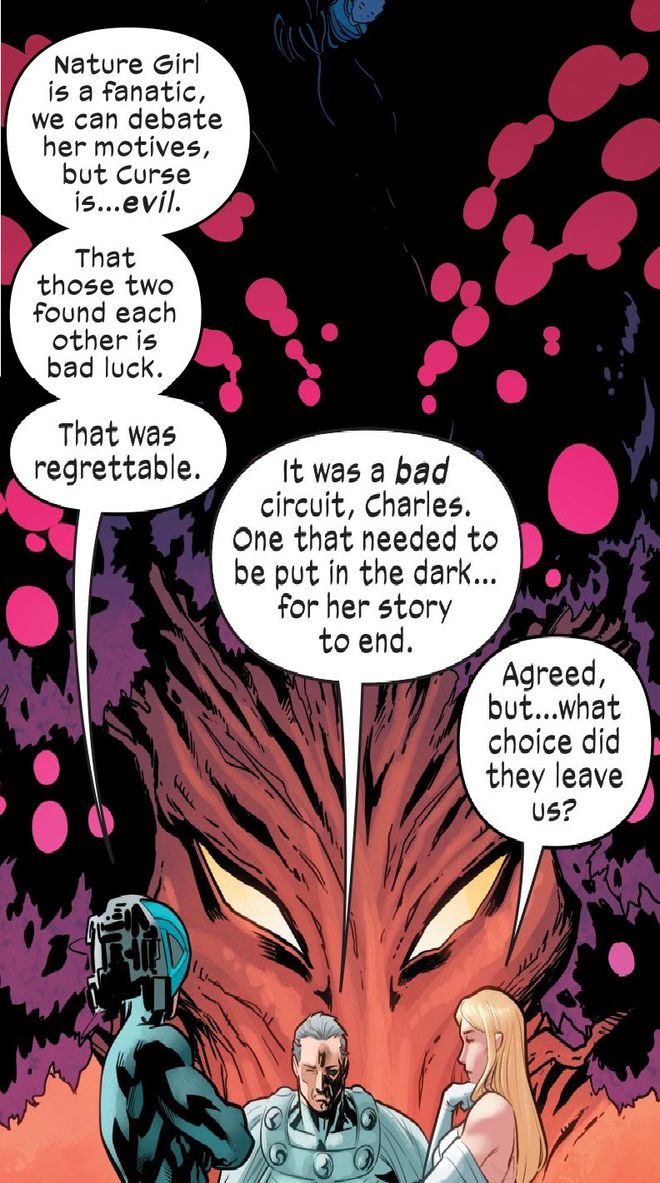 Xavier, Magneto e Emma Frost falam sobre Curse (Imagem: Reprodução/Marvel)