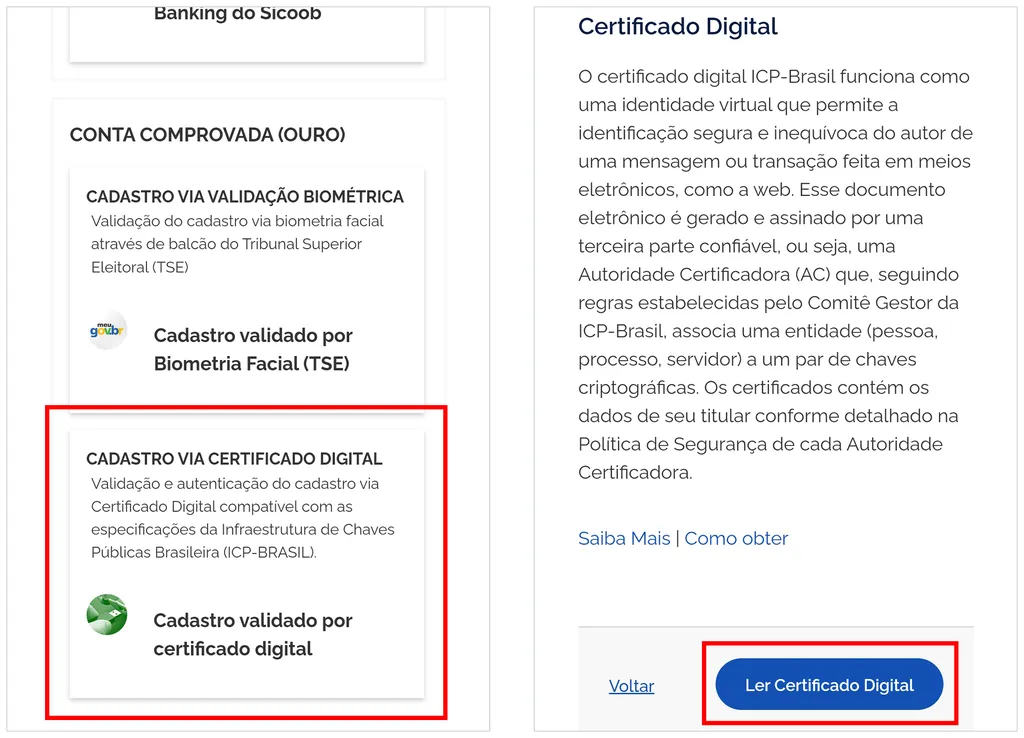 Use o Certificado Digital no Gov.br (Captura de tela: André Magalhães)