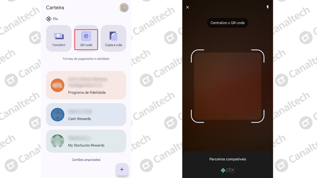 Passo a passo para usar o Pix com QR Code na Carteira do Google (Imagem: Captura de tela/Bruno De Blasi/Canaltech)