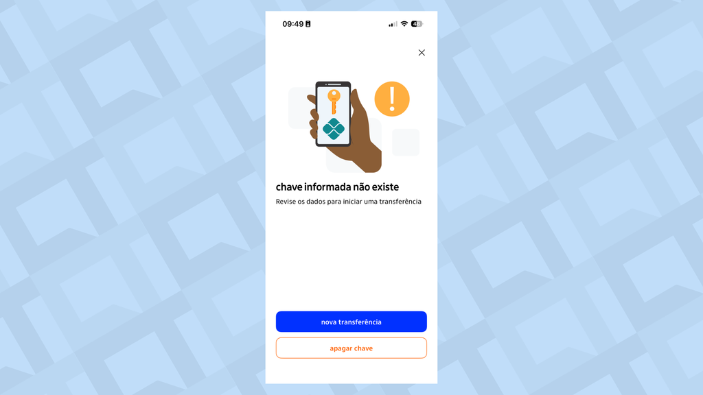 App do Itaú não identifica chaves Pix nesta quinta (19) (Imagem: Captura de tela/Bruno De Blasi/Canaltech)