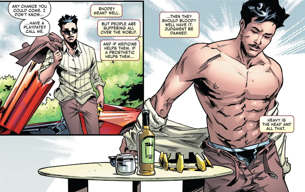 Tony Stark tem o corpo atlético, mas possui a força de um homem comum (Imagem: Reprodução/Marvel Comics)