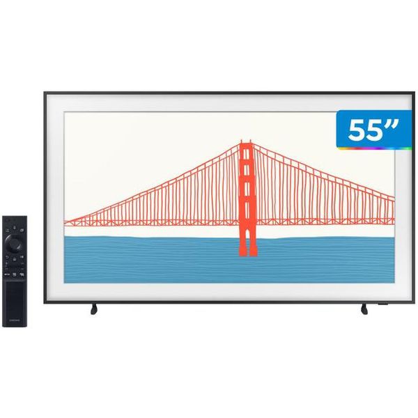 Smart TV 55” 4K QLED Samsung The Frame 55LS03A - Wi-Fi Bluetooth HDR 4 HDMI 2 USB Única Conexão [CUPOM]