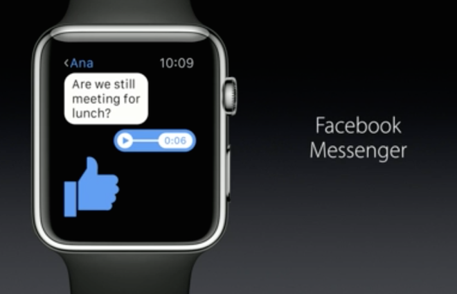 Facebook Messenger para Apple Watch Facebook Messenger para Apple Watch