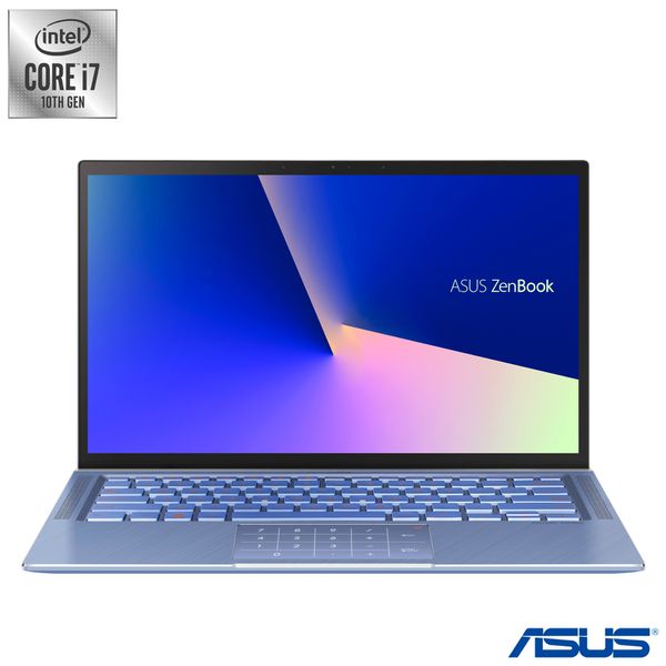 Notebook Asus ZenBook 14, Intel® Core™ i7 10510U, 8 GB, 256 GB SSD, Tela de 14", Azul Claro Metálico - UX431FA-AN203T