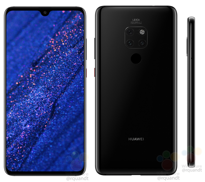 Huawei Mate 20 aparece em imagens com notch reduzido e 3 câmeras traseiras