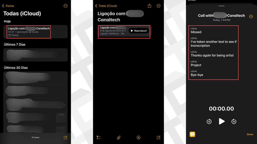 Como acessar as chamadas gravadas no iPhone (Imagem: Captura de tela/Canaltech)