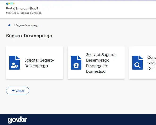 Solicite o Seguro-Desemrpego no Portal Emprega Brasil via computador (Imagem: Captura de tela/Thiago Furquim/Canaltech)