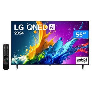 Smart TV 55" 4K QNED LG 55QNED80TSA WebOS 24 Processador α5 Ger7 Wi-Fi Bluetooth com Alexa e Chromecast 3 HDMI 2 USB | CUPOM