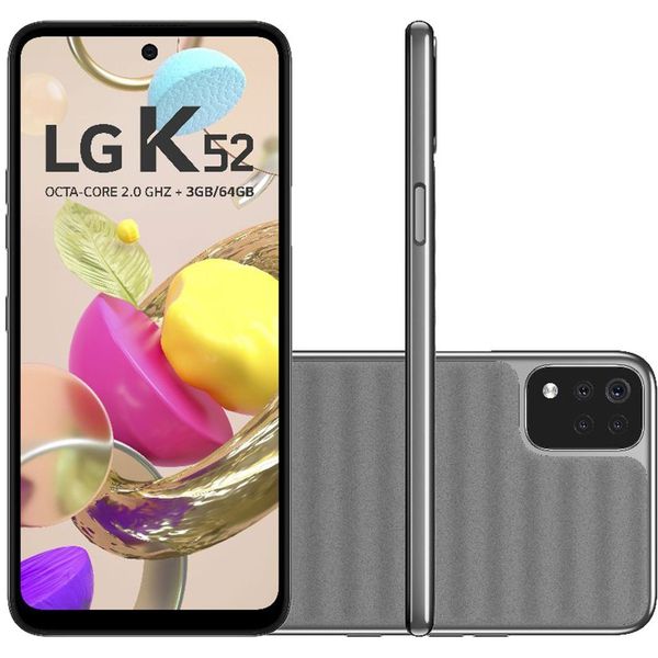 Smartphone LG K52 64GB 4G Wi-Fi Tela 6.6'' Dual Chip 3GB RAM Câmera Quádrupla + Selfie 8MP - Cinza [APP + CUPOM]