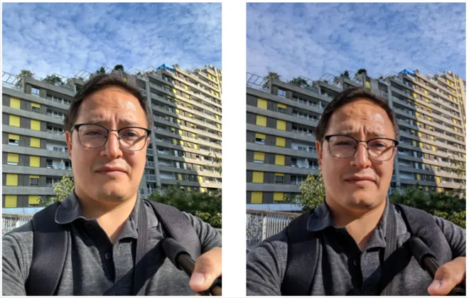 iPhone 14 Pro (esquerda) mostrou melhor exposição no fundo da imagem, em comparação com o Pixel 6 Pro (direita) (Imagem: DXOMARK)