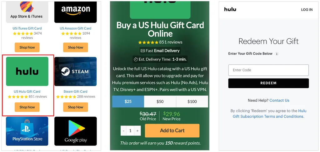 Adquira um cartão-presente para assinar o Hulu no Brasil
