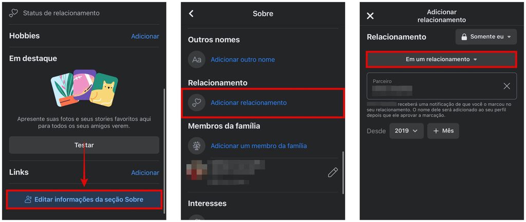 Facebook para celular tem opção para mudar status de relacionamento (Captura de tela: Caio Carvalho)