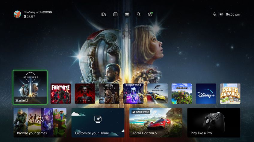 Dashboard oficial do Xbox Series