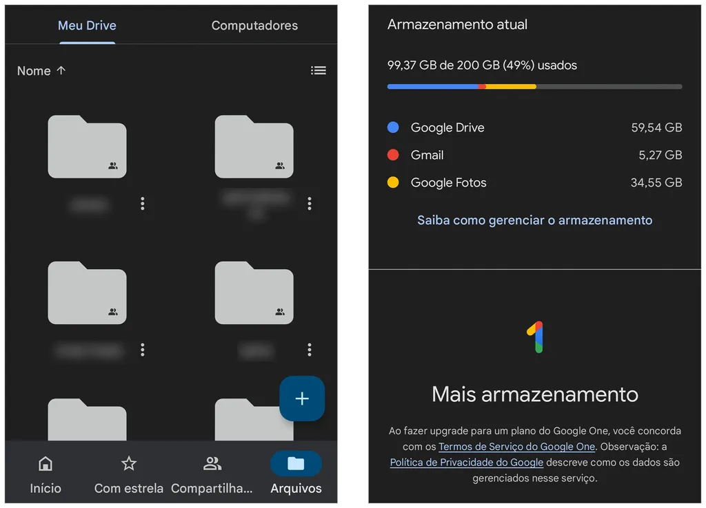 No Android, Google Drive pode ser o melhor armazenamento em nuvem (Captura de tela: André Magalhães)