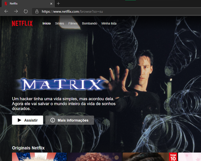 Você pode assistir a conteúdos em 4K na Netflix utilizando o Microsoft Edge - (Captura: Canaltech/Felipe Freitas)