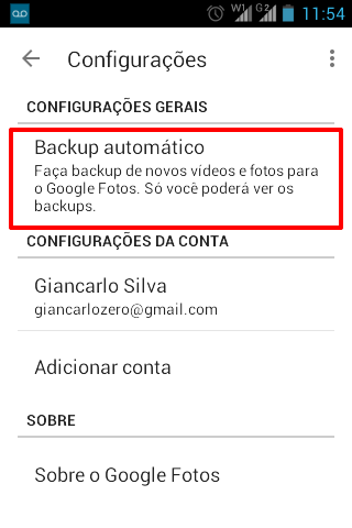 Desativar backup automático de fotos no Android