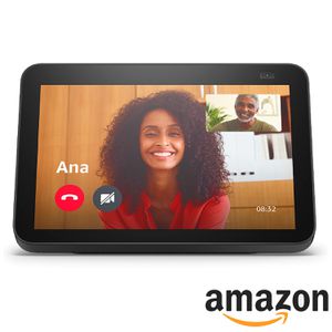 Assistente de Voz Amazon Smart Speaker Show8 Preta Alexa Display HD 8" função câmera monitoramento 13mp