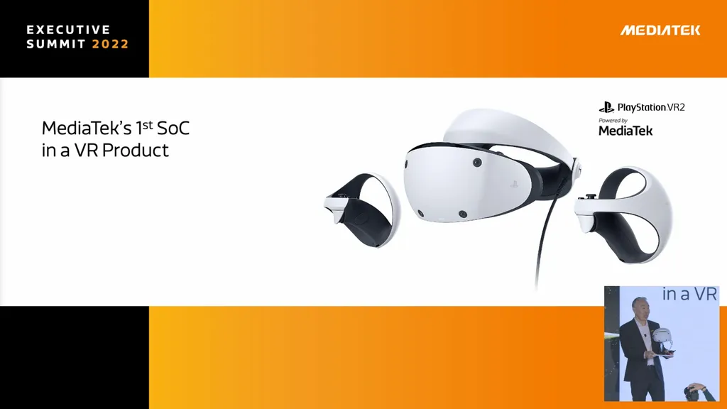 O Sony PlayStation VR2 é o primeiro dispositivo de Realidade Virtual a contar com processadores da MediaTek (Imagem: MediaTek)