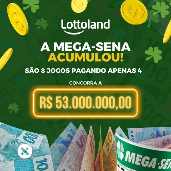 Resultado Mega-Sena: R$ 53 MILHÕES acumulados 🤑 Aposte em 8 jogos pagando apenas 4 com a Lottoland, válido somente para novos jogadores - Próximo sorteio AMANHÃ 20/07