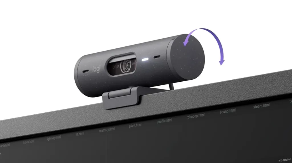 A webcam Brio 500 traz um obturador que oferece mais privacidade aos usuários (Imagem: Reprodução/Logitech)