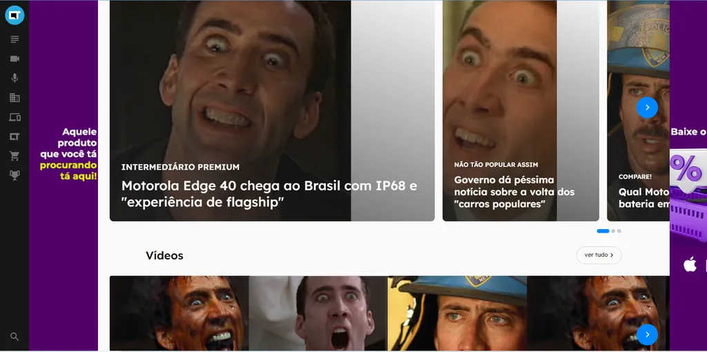 Todas as fotos de uma página no Chrome são substituídas por imagens do Nicolas Cage na extensão nCage (Imagem: Captura de tela/Fabrício Calixto/Canaltech)