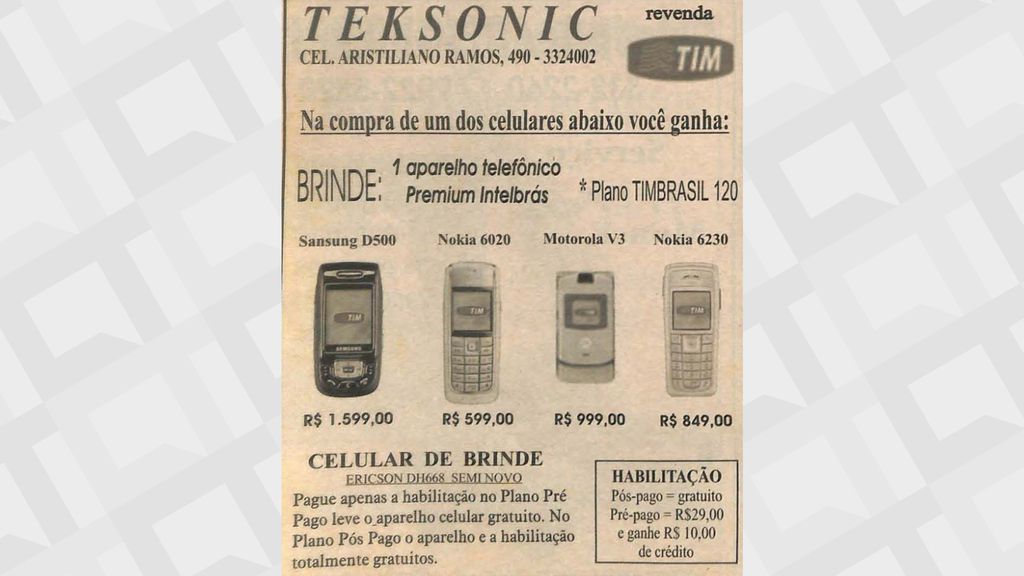 Preços dos celulares em 2005